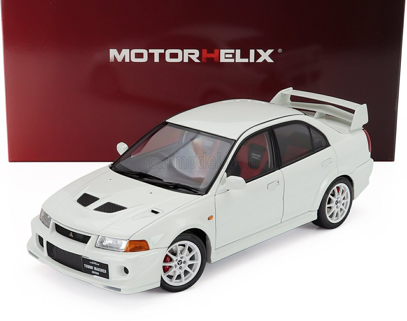 ミニカー 1/18 三菱 ランサー EVO MOTORHELIX 1/18 MITSUBISHI LANCER EVO VI GSR T.M.E. TOMMY MAKINEN EDITION 2000 WHITE M84305｜ミニカーショップ ええもん堂
