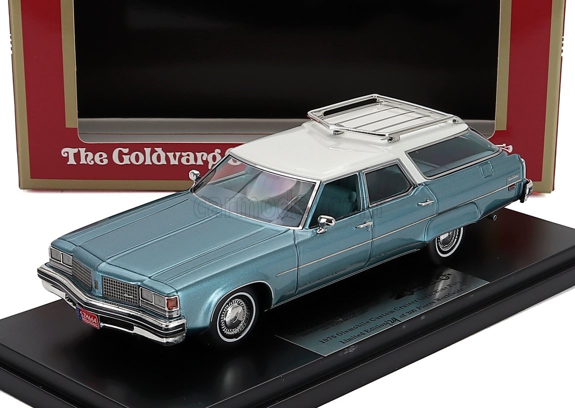 ミニカー アメ車 1/43 オールズモビル カスタムクルーザー ワゴン GOLDVARG 1/43 OLDSMOBILE CUSTOM CRUISER SW STATION WAGON 1976 LIGHT BLUE WHITE GC078B｜ミニカーショップ ええもん堂