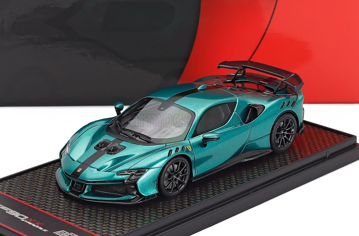 ミニカー 1/43 フェラーリ SF90 BBR-MODELS 1/43 FERRARI SF90 XX STRADALE 2024 GREEN JEWEL - BLACK BBRC285O|ミニカーショップ ええもん堂
