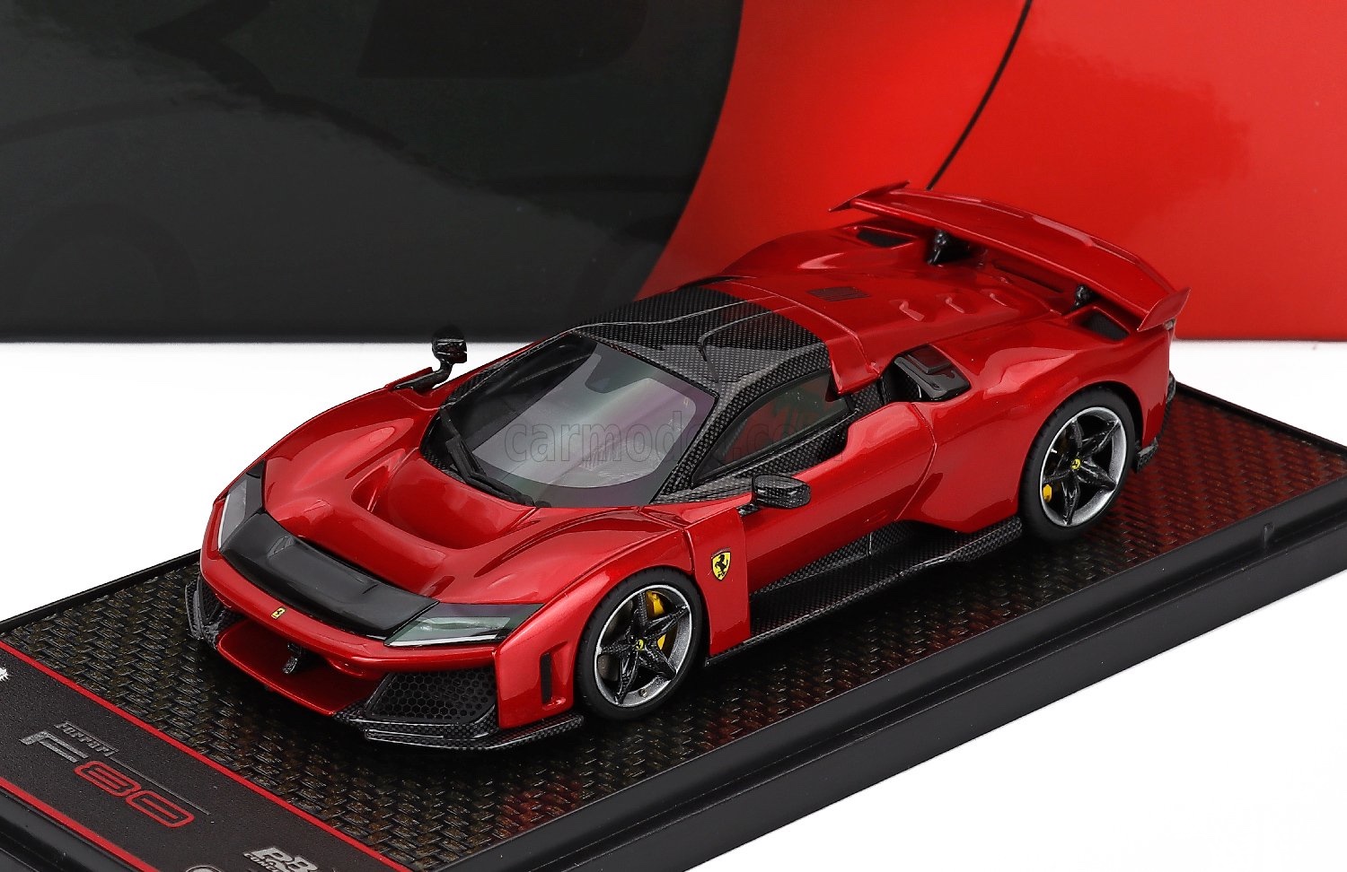 ミニカー 1/43 フェラーリ F80 BBR-MODELS 1/43 FERRARI F80 2024 CARBON SILVER RIMS ROSSO SUPERCAR - RED MET BLACK BBRC305H|ミニカーショップ ええもん堂