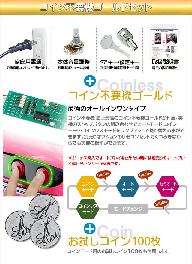 平和 Sキャッツ・アイ 中古パチスロ実機 『コイン不要機ゴールドセット