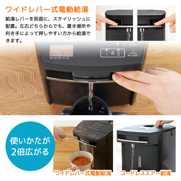 タイガー 電気ポット 蒸気レス VE電気まほうびん とく子さん 2.2