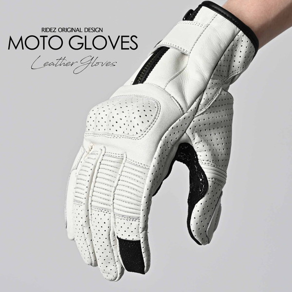 RIDEZ MOTO GLOVES DEFOE OFF WHITE M RLG2201 [レザーグローブ]