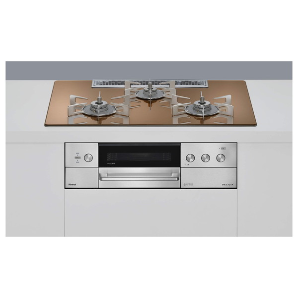 Rinnai RHS72W39M12RCSTW-LP スパークリングカッパー DELICIA (デリシア) [ビルトインガスコンロ(プロパンガス用・両側強火タイプ・3口・75cm)]