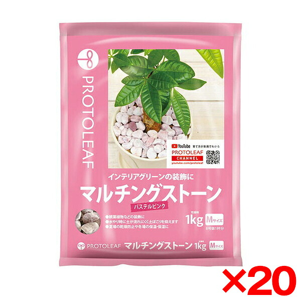【20個セット】プロトリーフ マルチングストーン(パステルピンク)M 1Kg [観葉植物用砂利] メーカー直送｜XPRICE店