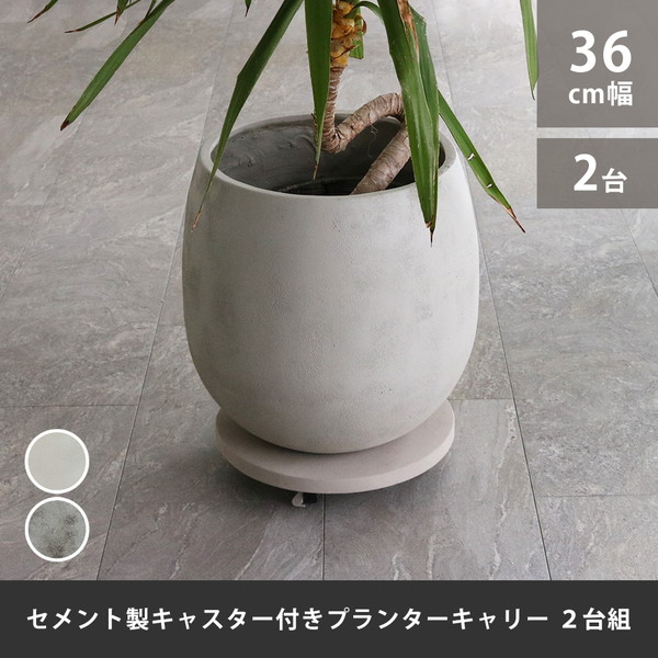住まいスタイル TR360-2P-GRY [セメント製キャスター付きプランターキャリー (36cm 2台組)] メーカー直送