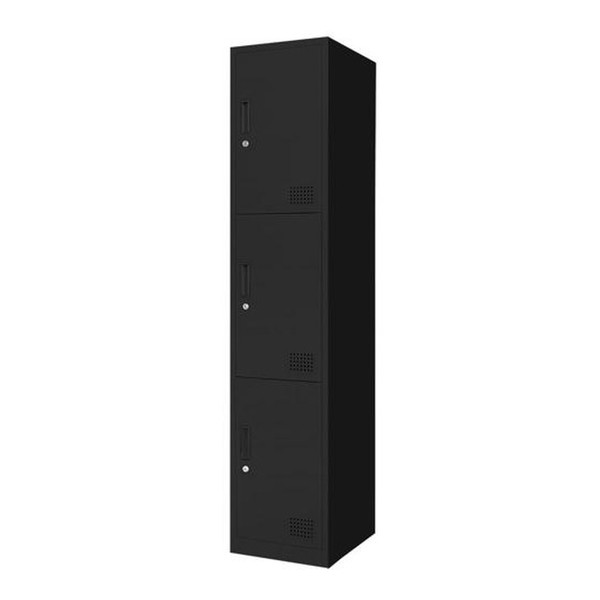 【法人限定】 Netforce FAC-S3-2-W-BK ブラック ファシル [スリム スチールロッカー (鍵付き 3人用 1列3段)] メーカー直送