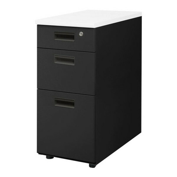 【法人限定】 Netforce LD-WD3SB-W-WH-BK 天板ホワイト 袖箱ブラック ナッツ [脇机 (3段 シリンダー錠)] メーカー直送
