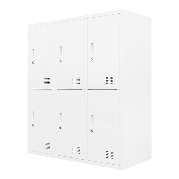 【法人限定】 Netforce FH-6-2-W-WH ホワイト [シューズロッカー 3列2段 6人用 鍵付き スチール製 (幅900mm)] メーカー直送
