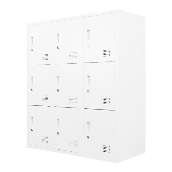 【法人限定】 Netforce FH-9-2-W-WH ホワイト [シューズロッカー 3列3段 9人用 鍵付き スチール製 (幅900mm)] メーカー直送