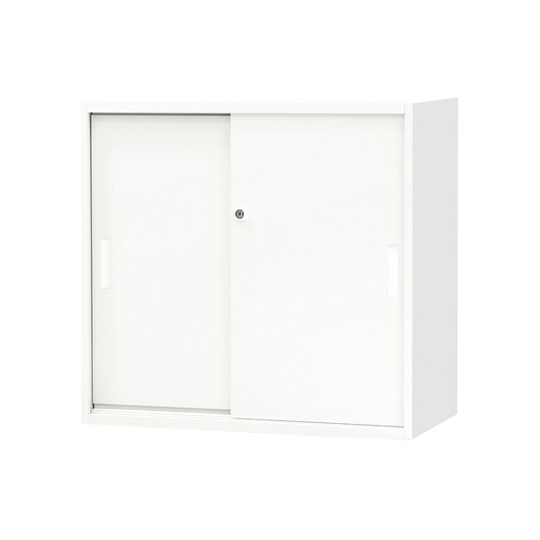 【法人限定】 Netforce EA-8040-2H2-W-WH ホワイト [引戸書庫 2段 スチール (幅800×奥行400×高さ750mm)] メーカー直送