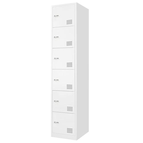 【法人限定】 Netforce FAD-S6-W-WH ホワイト [6人用スリムロッカー ダイヤル錠] メーカー直送
