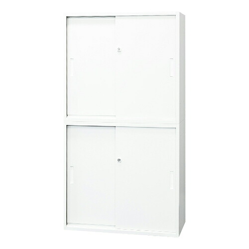 【法人限定】 Netforce EA-8040-2H22H2-W-WH ホワイト Easembly (イーセンブリー) [引戸書庫 2台セット 2段 スチール書庫 幅800&times;奥行400] メーカー直送｜XPRICE店