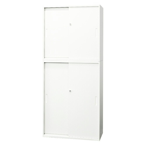 【法人限定】 Netforce EA-8040-2H23H2-W-WH ホワイト Easembly (イーセンブリー) [引戸書庫 2台セット 2段/3段 スチール書庫 幅800×奥行400] メーカー直送