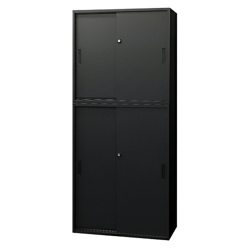 【法人限定】 Netforce EA-8040-2H23H2-W-BK ブラック Easembly (イーセンブリー) [引戸書庫 2台セット 2段/3段 スチール書庫 幅800×奥行400] メーカー直送 26,371円