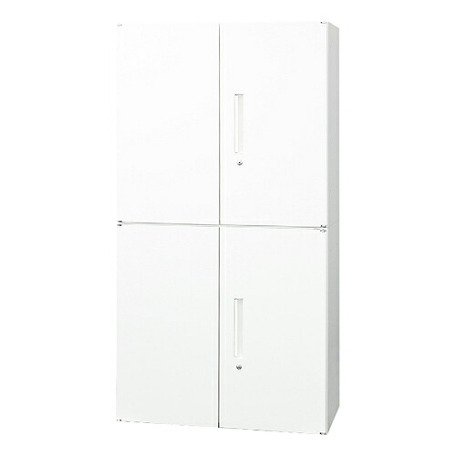【法人限定】 Netforce EA-8040-2R2R-W-WH ホワイト Easembly (イーセンブリー) [両開き書庫 2台セット 2段 スチール書庫 幅800×奥行400] メーカー直送