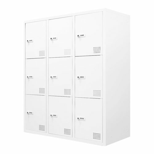【法人限定】 Netforce FHD-9-W-WH ホワイト FACILE (ファシル) [9人用ロッカー ダイヤル錠 幅900×奥行400mm] メーカー直送