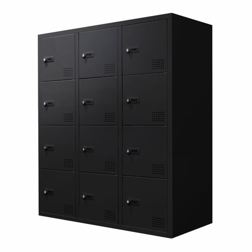 【法人限定】 Netforce FHD-12-W-BK ブラック FACILE (ファシル) [12人用ロッカー ダイヤル錠 幅900×奥行400mm] メーカー直送