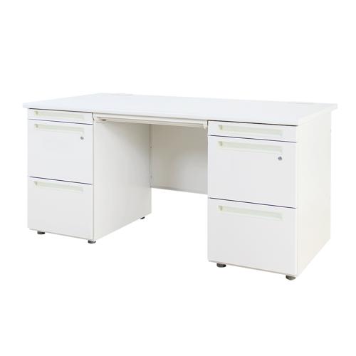 【法人限定】 Netforce LRD-147-W-WH-WH-33 天板ホワイト×本体ホワイト [両袖机 W1400 3段+3段] メーカー直送