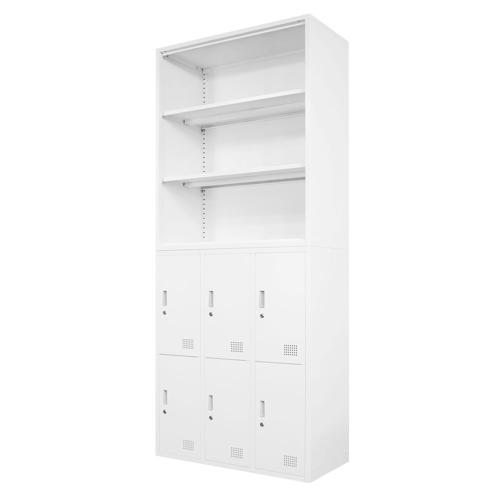 【法人限定】Netforce FH-N6-2-W-WH ホワイト FACILE [書庫 2台セット オープン書庫 1台 6人用ロッカー 1台 スチール製] メーカー直送｜XPRICE店 26,423円
