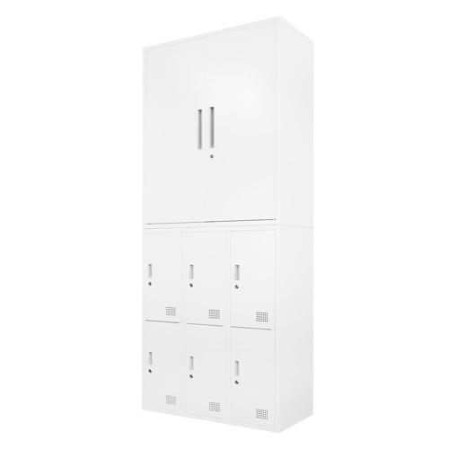 【法人限定】Netforce FH-R6-2-W-WH ホワイト FACILE [書庫 2台セット 両開き書庫 6人用ロッカー 鍵付き スチール製] メーカー直送｜XPRICE店