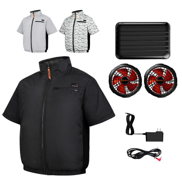 住まいスタイル KW-ALL24-SS-L-BLK [空調冷風ウェア (半袖タイプ 30Vバッテリー&ファンセット)] メーカー直送｜XPRICE店