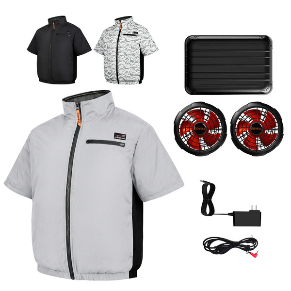 住まいスタイル KW-ALL24-SS-M-GRY [空調冷風ウェア (半袖タイプ 30Vバッテリー&ファンセット)] メーカー直送｜XPRICE店