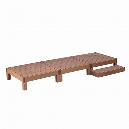 住まいスタイル PWDE-3P-STP-LBR 人工木ウッドデッキ ecofeel(エコフィール) 3台 ステップセット ライトブラウン メーカー直送|XPRICE店