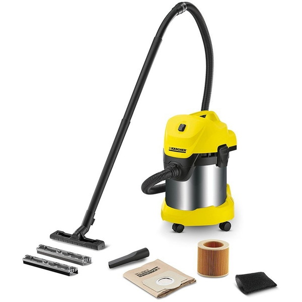 楽天市場 正規代理店 Karcher ケルヒャー Wd 3 乾湿両用バキュームクリーナー 室内問わず使用可能 ブロア機能付き ステレンス製 水サビ防止 高性能 パワフル 超強力吸引 ごみ捨て簡単 安心設計 収納 キャスター付き 玄関周り テラス 車 ベランダ カーペット 畳