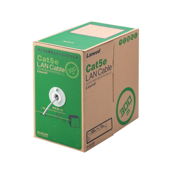 ELECOM LD-CT2/LG300/RS RoHS対応LANケーブル CAT5E 300m ライトグレー 簡易パッケージ メーカー直送