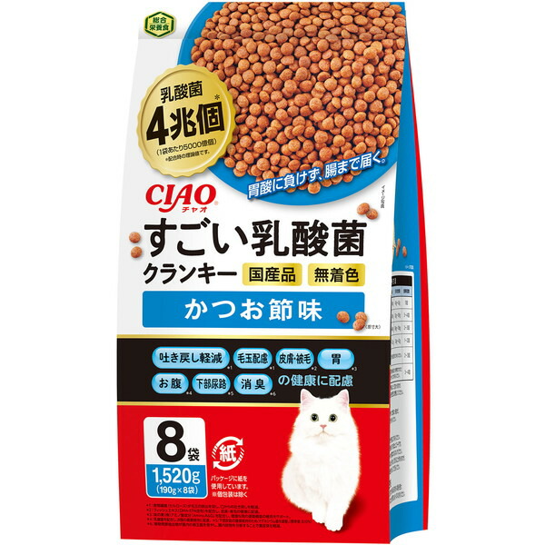 いなばペットフード CIAO すごい乳酸菌クランキー 190g×8袋 かつお節味 【当店一番人気】