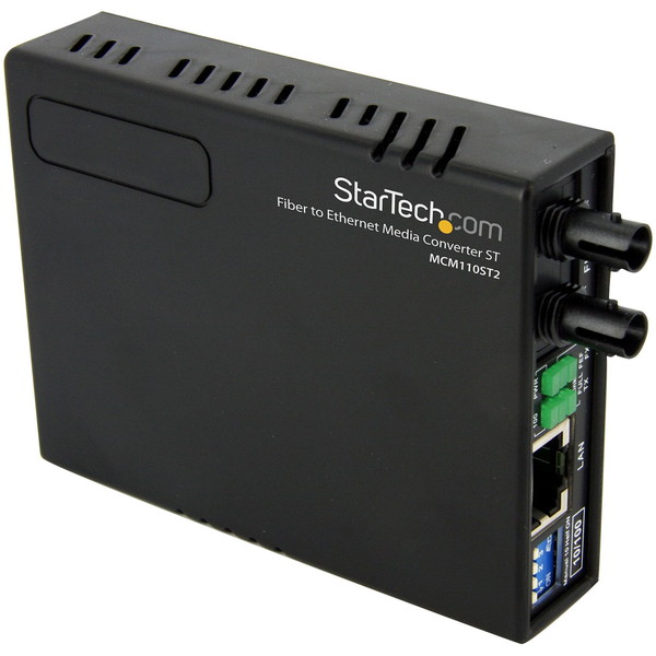 StarTech MCM110ST2 ブラック [光メディアコンバータ イーサネット(10/100 Mbps) - 光ファイバ(100BASEーFX) マルチモード ST 最大2km] メーカー直送