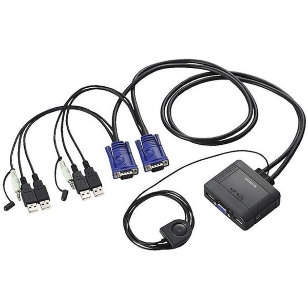 ELECOM KVM-KUS [CPU切替器(2台用) USBマウス キーボード アナログモニタ スピーカー対応]