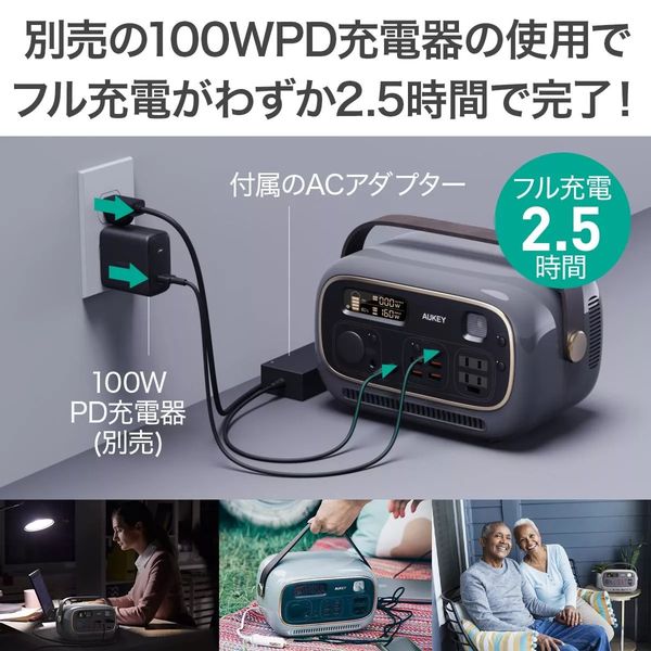 AUKEY PS-RE03-BU ブルー PowerStudio300 [ポータブル電源] DIY・工具