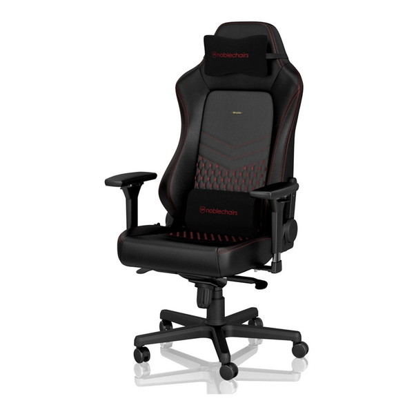 超目玉】 noblechairs ゲーミングチェア HERO 本革 レッド デスク