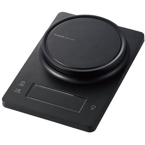 ELECOM HCS-KS04BK キッチンスケール デジタルスケール コーヒースケール 計量器 はかり 最大2kg 0.1g単位 タイマー付 バックライト付 最大9分59秒 音量調整可 ブラック メーカー直送