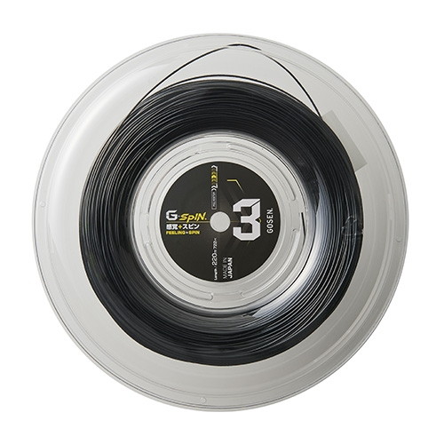 GOSEN (ゴーセン) 硬式テニス用 ガット ジー・スピン3 G-SPIN3 16LGA 220mロール 1.28mm TSGS302BK