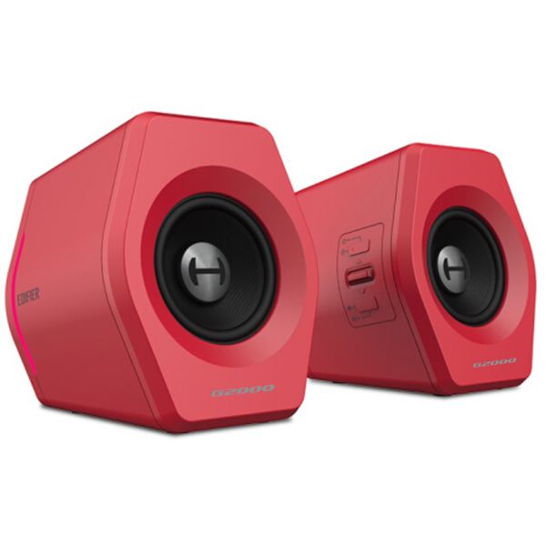 Edifier Hecate ゲーミングスピーカー G2000 16W出力 Bluetooth 4.2 フルレンジスピーカー USB/3.5mm RGBライト付き レッド (日本正規代理店品) ED-G2000-RD