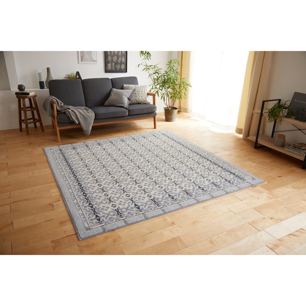 スミノエ 防炎 防ダニ ラグ ウールスノー 130×190cm ブルー メーカー直送|XPRICE店