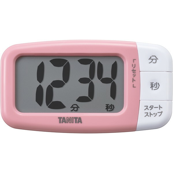 キッチンタイマー でか見えタイマー タニタ 電池式 TD-430-PK ストロベリーピンク TANITA タイマー 文字大きい 見やすい 選べるアラーム音 操作しやすい リピート機能 シンプル ストラップ穴 マグネット スタンド画像