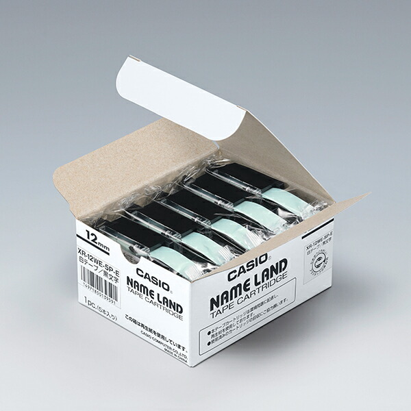 CASIO XR-12WE-5P-E ネームランドテープ12mm 白 5巻入