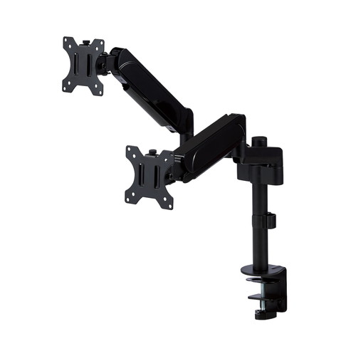 ELECOM DPA-DS07BK モニターアーム ショート デュアル2画面 支柱付 ガススプリング式 17～32インチ 耐荷重約1～9kg×2 ブラック