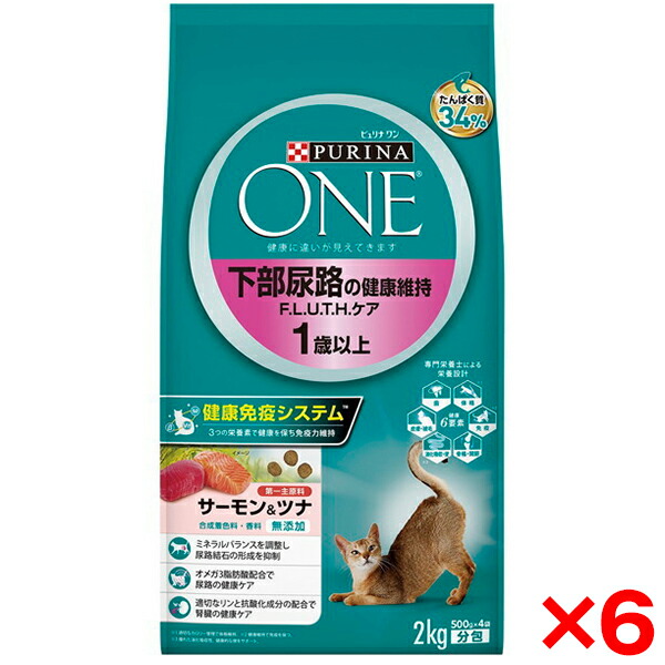 【6個セット】ネスレ ピュリナワンキャット 下部尿路の健康維持 F.L.U.T.H.ケア 1歳以上 サーモン&ツナ 2kg