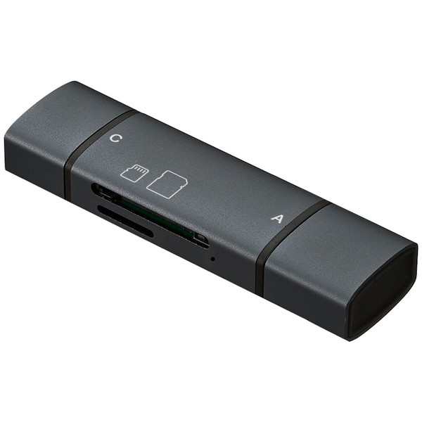 Nakabayashi CRW-DC3SD86GY USB3.2Gen1(3.1Gen1 3.0) Type-C&A SD micoroSDアルミカードリーダー