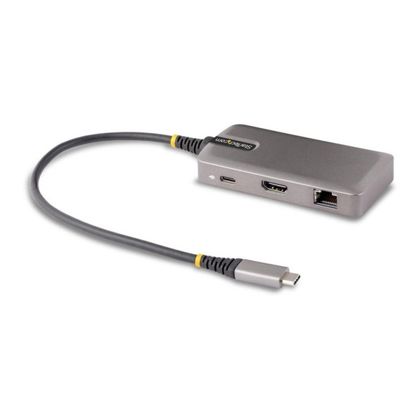 StarTech 103B-USBC-MULTIPORT スペースグレー [マルチポートアダプター (USB-C接続/シングルモニター/4K60Hz HDMI/HDR10/100W USB PDパススルー/2x USB-A/イーサネット/30cm 一体型ケーブル)]｜XPRICE店
