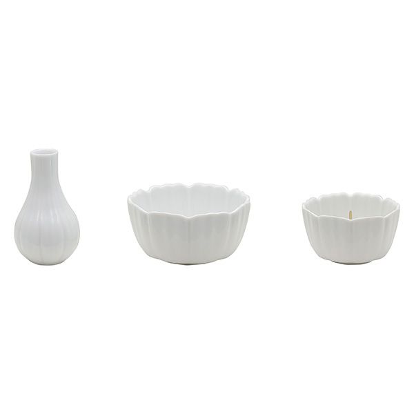 ALTE MEISTER 秋桜 3点セット 白磁 仏具 セット 小物 おしゃれ おりん付き ろうそくたて 仏壇