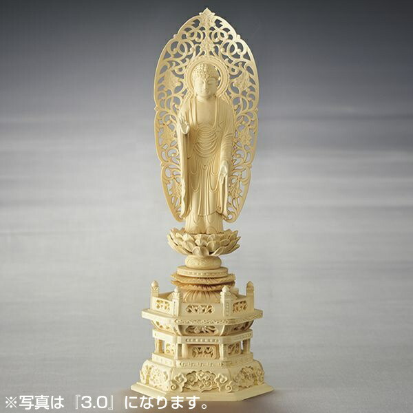 ALTE MEISTER 六角台座 舟型 立阿弥陀如来 3.5 柘植 仏像 木彫 仏壇 仏具 時宗 浄土宗 座像