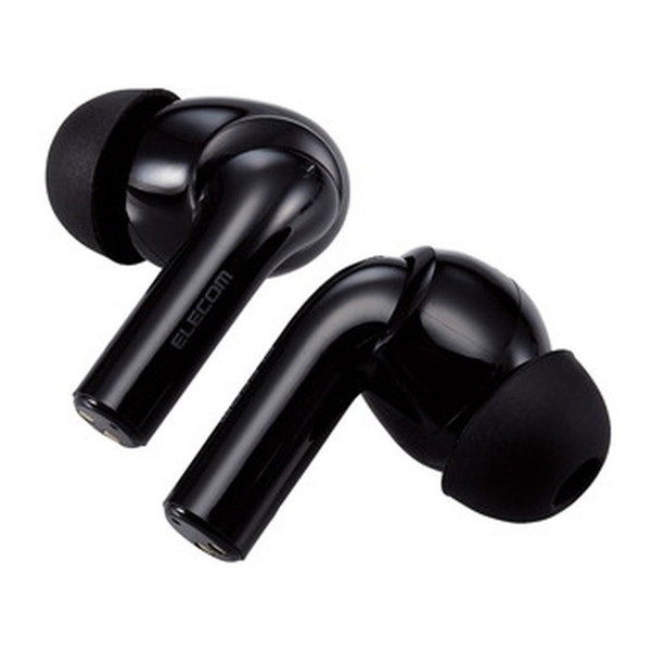 ELECOM LBT-TWS15BK2 ブラック [ワイヤレスイヤホン (Bluetooth5.2 アクティブ ノイズキャンセリング 耳せん機能 低遅延モード 超軽量)]