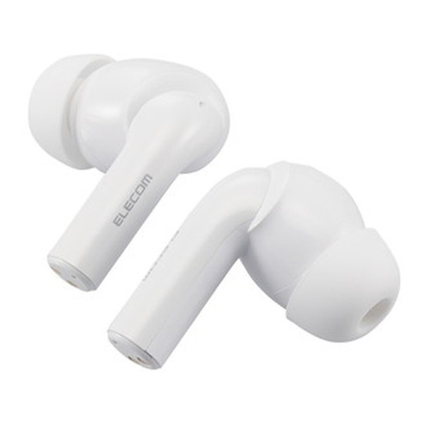 ELECOM LBT-TWS15WH2 ホワイト [ワイヤレスイヤホン (Bluetooth5.2 アクティブ ノイズキャンセリング 耳せん機能 低遅延モード 超軽量)]