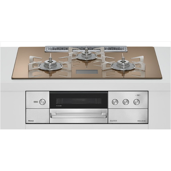 Rinnai RHS72W38M12VNSTW-13A スパークリングカッパー DELICIA [ビルトインガスコンロ(都市ガス用・両側強火タイプ・3口・75cm)]